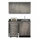 Clinton 58048L Fashion Finish 48" Wide Cart-Mate Cabinet with Left Side 4-Drawer Cart in Metropolis Gray Finish and Black Alicante Countertop. NOTE: Supplies, Optional Sink Model 022 and 48" Wide Wall Cabinet Model 8348 are NOT included.