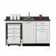 Clinton 58060ML Fashion Finish 60" Wide Cart-Mate Cabinet with Left Side 4-Drawer Cart, Middle Single Door in Arctic White and Black Alicante Countertop. NOTE: Supplies and Optional Sink Model 022 are NOT included.