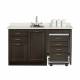 Clinton 58060MR Fashion Finish 60" Wide Cart-Mate Cabinet with Right Side 4-Drawer Cart, Middle Single Door in Twilight and White Carrara Countertop. NOTE: Supplies and Optional Sink Model 022 are NOT included.
