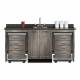 Clinton 58072D Fashion Finish 72" Wide Cart-Mate Cabinet with Dual 4-Drawer Carts in Metropolis Gray Finish and Black Alicante Laminate Countertop. NOTE: Supplies and Optional Sink Model 022 are NOT included.