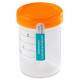 Globe Scientific 6529 Sterile 120mL (4oz) Tite-Rite Container with Attached Orange Screw Cap and Tab Seal ID Label - Individually Wrapped (Case of 100)