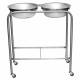 Blickman Model 7808SS-HB Stainless Steel Solution Stand - Double Basin with H-Brace