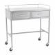 Blickman Model 7856SS Stainless Steel Utility Table with H-Brace, Guard Rail and Two Side by Side Drawers