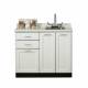 Clinton Fashion Finish Arctic White 42" Wide Base Cabinet Model 8642 shown with White Carrara Postform Countertop with Sink and Wing Lever Faucet Model 42P