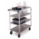 Lakeside SS Medium Duty Multi-Shelf Cart - 3 Edges Up 1 Down - Front Leg Bumper - 4 Shelves