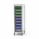 Pegasus APL-4.0U-GD Apollo U Type Medical Storage Cart with 4 Panels, Single Column, Glass Door. This image includes Trays and Baskets that are NOT included.