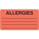 ALLERGIES Label - Size 3 1/4"W x 1 3/4"H - Box of 500