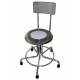 MRI Non-Magnetic Adjustable Height Stainless Steel Stool with Backrest & Rubber Tips