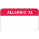ALLERGIC TO Label - Size 1 1/2"W x 7/8"H - Box of 250