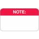 NOTE Label - Size 1 1/2"W x 7/8"H