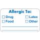 ALLERGIC TO Label - Size 1 1/2"W x 7/8"H - Blue on White