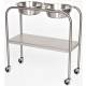 Stainless Steel Double Bowl Ring Stand with Lower Shelf