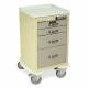 Harloff MDS1821E14 M-Series Mini Width X-Short Procedure Cart Four Drawers with Basic Electronic Pushbutton Lock.  Shown with a Beige body and Light Gray drawers.