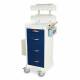 Harloff MDS1830K04 M-Series Mini Width Tall Infection Control Isolation Cart shown with OPTIONAL Phlebotomy Accessory Package MD18-PHB. Color is shown with a White body and Navy drawers.
