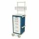 Harloff MDS1830K06 M-Series Mini Width Tall Anesthesia Cart Six Drawers with Key Lock, 5" Casters, and OPTIONAL Basic Anesthesia Accessory Package MD18-ANS. Cart shown in Hammertone Blue body and White drawers.