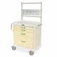 Harloff MDS3024K14 M-Series Standard Width Short Anesthesia Cart Four Drawers with Key Lock and OPTIONAL Basic Anesthesia Accessory Package MD30-ANS.  Color shown with a White body
and Cream drawers.