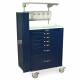 Harloff MDS3030K16 M-Series Standard Width Tall Anesthesia Cart Six Drawers with Key Lock and OPTIONAL Difficult Airway Accessory Package MD30-AIRWAYPKG.  Color shown is Navy.