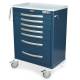 Harloff MPA3030E07 A-Series Lightweight Aluminum Standard Width Tall Anesthesia Cart Seven Drawers with Basic Electronic Pushbutton Lock.
Color shown in Hammertone Blue body and drawers.