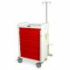 Harloff MR7B-EMG MR-Conditional Emergency Cart Seven Drawer with Breakaway Lock, Accessory Package.  Color shown with a White body and Red drawers.