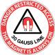 "Danger Restricted Access 30 Gauss Line" MRI Non-Magnetic Sticker