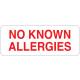 NO KNOWN ALLERGIES Label - Size 2 1/4"W x 7/8"H