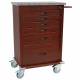 Harloff WV6450-CM Wood Vinyl Aluminum Tall Treatment Cart Six Drawers with Key Lock, Cherry Mahogany Finish Cabinet.