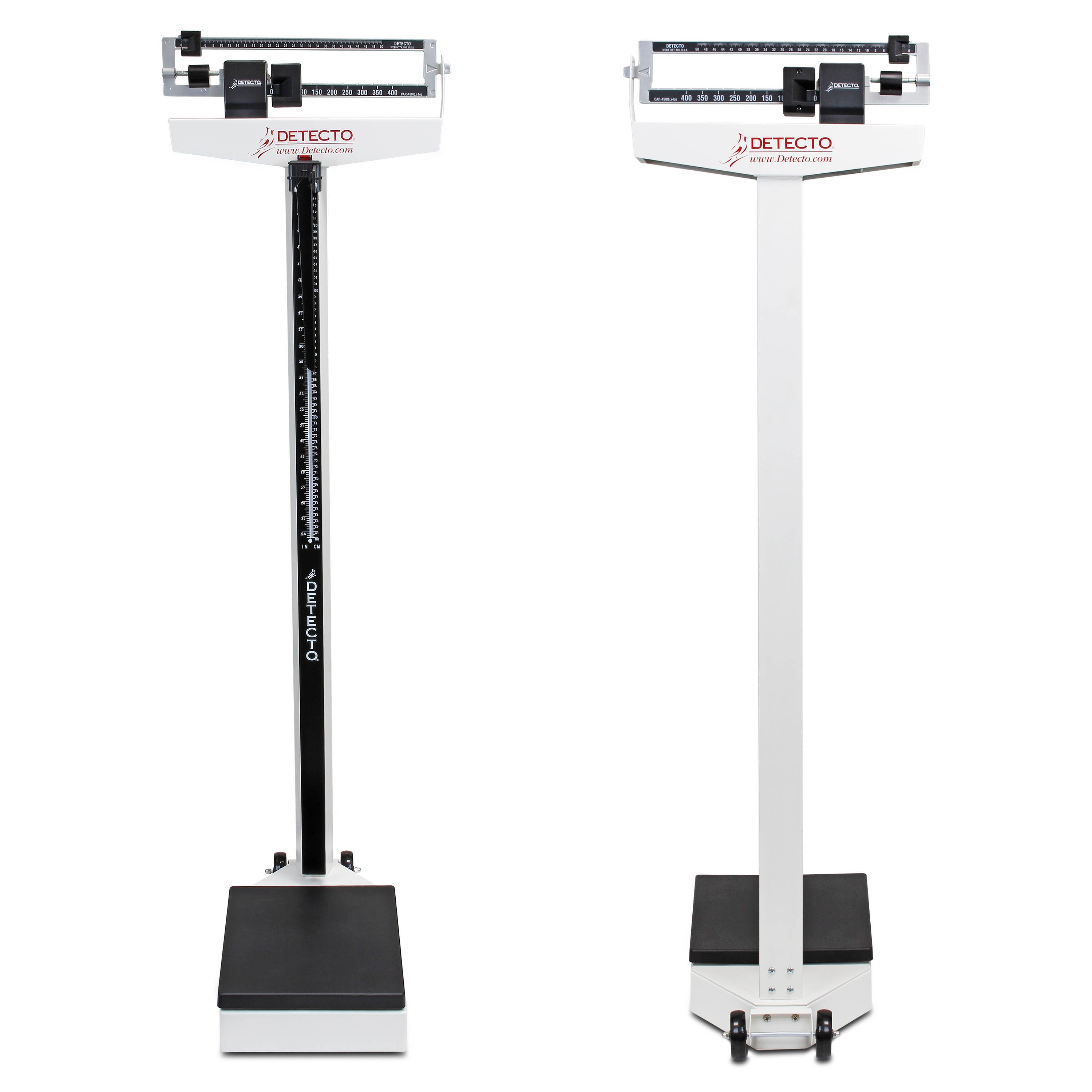 Detecto 448 Weigh Beam Eye-Level Physician Scale with Height Rod, Wheels,  and Handpost, 400 lb x 4 oz Capacity - Scale Warehouse and More