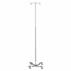 Blickman 0528890000 Stainless Steel IV Stand Model 8890SS with 4-Leg Heavyweight Base, Twist Lock, 2-Hook