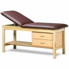 Clinton Model 1013 Classic Series Treatment Table with Adjustable Backrest, Shelf & 2 Drawers