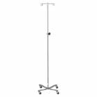 Blickman Model 1410SS Stainless Steel IV Stand with 2-Hook, 4-Leg & Tru-Loc Friction Knob