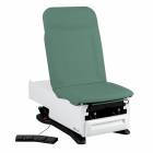 Model 3502-500-305ML FusionONE+ ProGlide Power Hi-Lo Power Backrest Exam Table with Contoured Top, WheelBase System, Foot Control & Stirrups - Mint Leaf