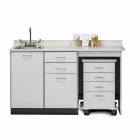 Clinton 48060R Classic Laminate 60" Wide Cart-Mate Cabinet with Right Side 4-Drawer Cart in Gray Finish. NOTE: Supplies and Optional Sink Model 022 are NOT included.