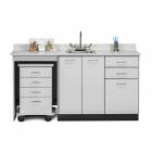 Clinton 48066ML Classic Laminate 66" Wide Cart-Mate Cabinet with Left Side 4-Drawer Cart, Middle Double Doors in Gray Finish. NOTE: Supplies and Optional Sink Model 022 are NOT included.