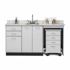 Clinton 48066MR Classic Laminate 66" Wide Cart-Mate Cabinet with Right Side 4-Drawer Cart, Middle Double Doors in Gray Finish. NOTE: Supplies and Optional Sink Model 022 are NOT included.