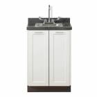 Clinton Fashion Finish Arctic White 24" Wide Base Cabinet Model 8624 shown with Black Alicante Postform Countertop with Sink and Wing Lever Faucet Model 24P