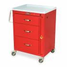 Harloff M3DS2424B03 M-Series Medium Width Short Emergency Crash Cart Three Drawers with Breakaway Lock