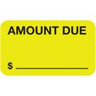 AMOUNT DUE Label - Size 1 1/2"W x 7/8"H