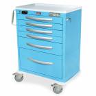 Harloff MPA3030WLP16  A-Series Lightweight Aluminum Standard Width Tall Anesthesia Cart Six Drawers with Wireless Electronic Keypad Lock and Proximity Reader